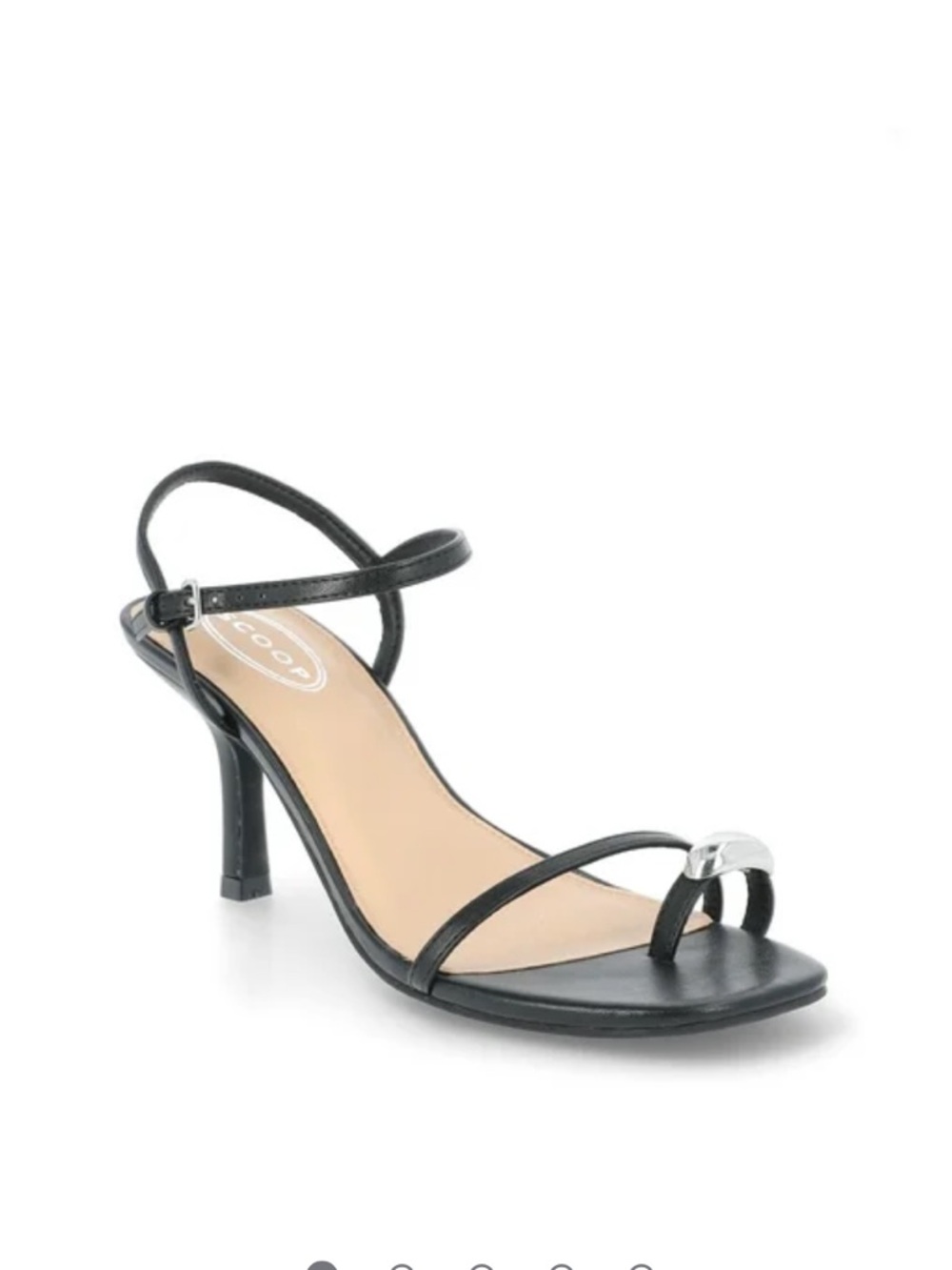 Scoop NYC Black Strappy Mid-Heel Sandal with Silver Accent